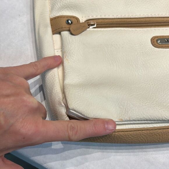 MultiSac Lorraine Womens Crossbody Bag Cream Tan Fax Leather Adjustable Strap Mu - Picture 12 of 13